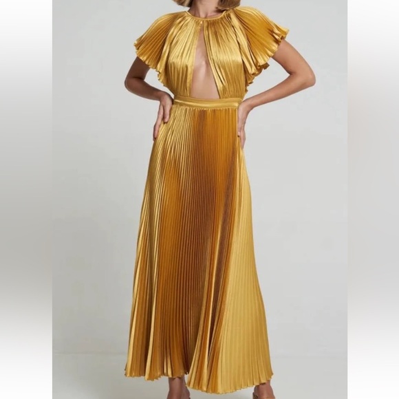 L’Idee Dresses & Skirts - L’Idee Gold Pleated Dress New with Tags